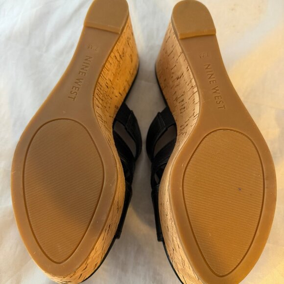 Nine West  Vivica Cork Wedge Slide Sandals, Black Women Size 7.5 M         NEW - Picture 5 of 5